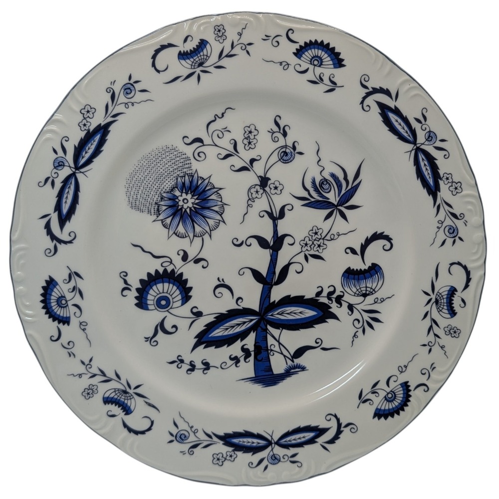 Vintage House of Prill Dinner Plate‎ Blue Onion Hand Painted Mid Century Modern